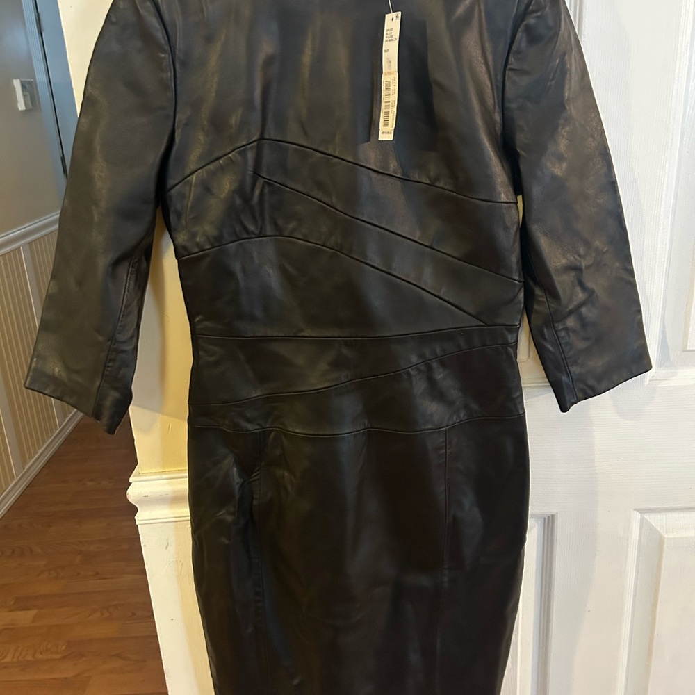 ANTONIO MELANI NWT Black Leather Dress - Picture 2 of 7